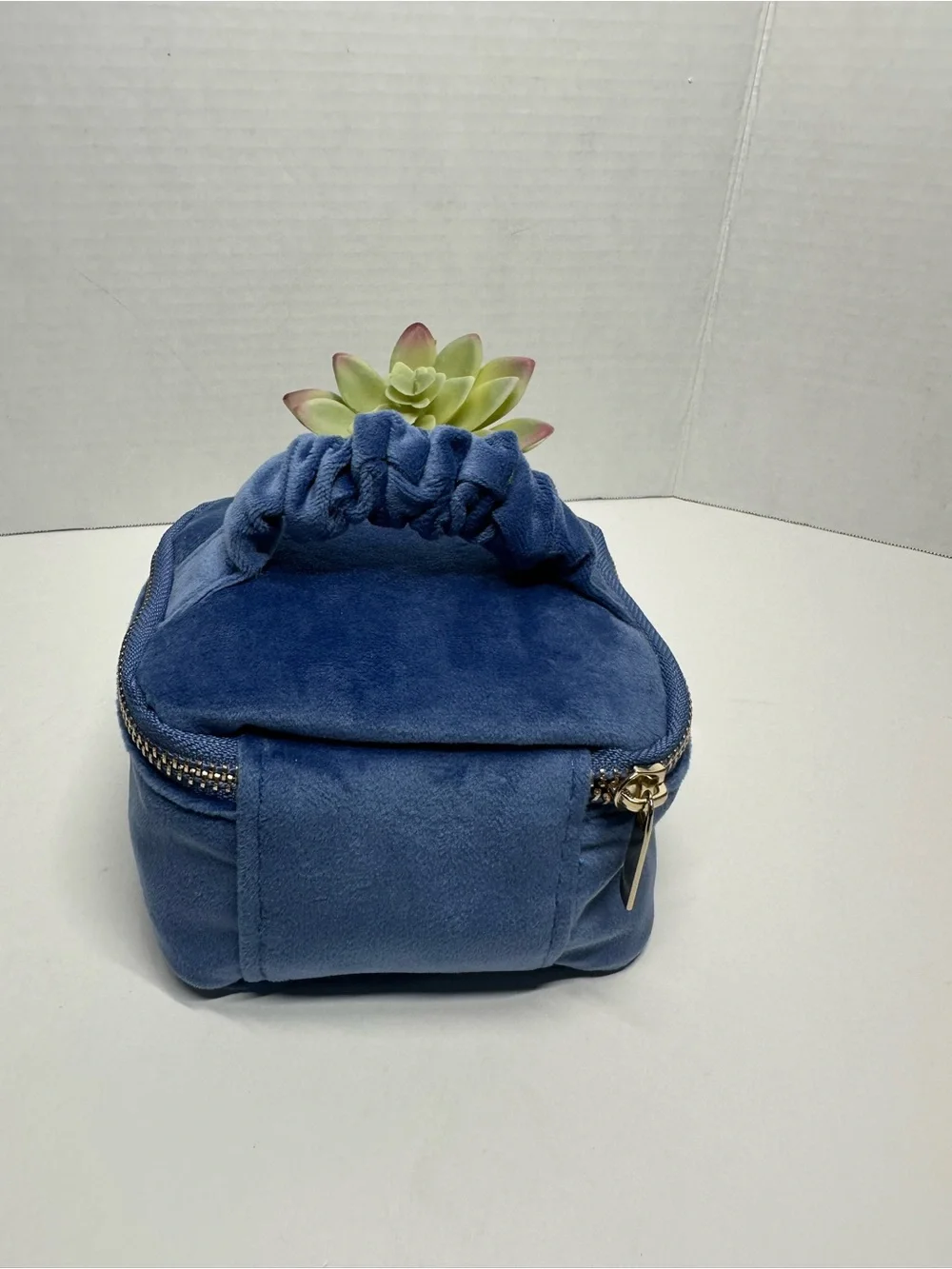 a new day Blue Velvet Scrunch-Handle Cosmetic Case
